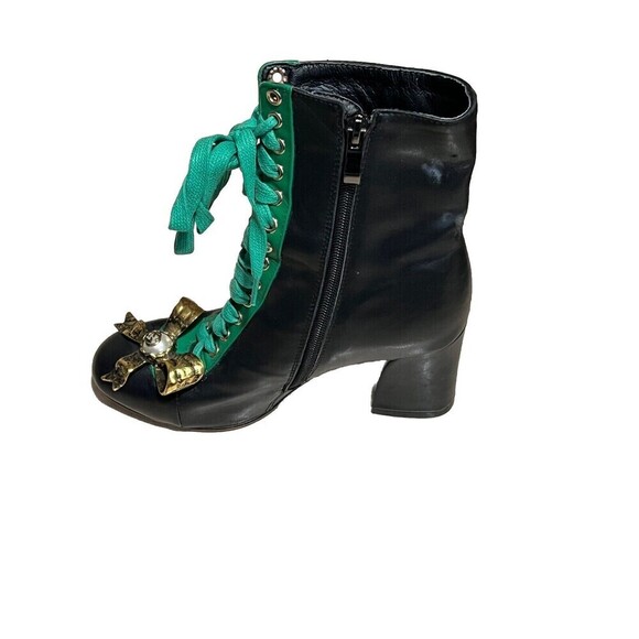 Shishang Women’s Embroidered Lace Up Faux Leather Character Booties - Picture 6 of 12